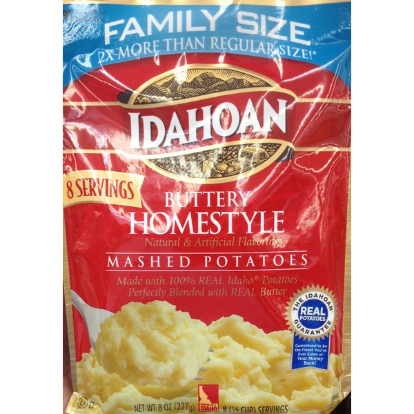 Idahoan BUTTER HOMESTYLE Mashed Potatoes FAMILY SIZE 8oz. (3 Pack)