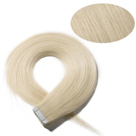22" Tape in Hair Extensions Human Hair [2.5g*20pcs] #60 Platinum Blonde (50g)