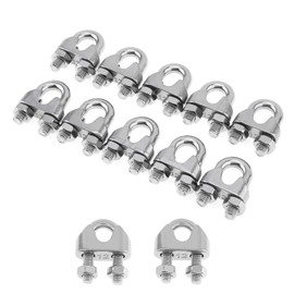 10 pcs 1/2" Cable Clamps Wire Rope Cable Clip Clamp 304 Stainless Steel Wire Rope Clamp U Bolt Saddle Fastener M12(M12(1/2"))