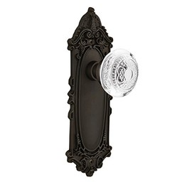 Nostalgic Warehouse 751341 Privacy Victorian Plate with Crystal Egg and Dart Knob, Backset Size: 2.375", Oil-Rubbed Bronze