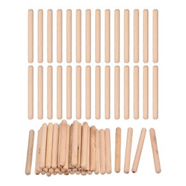 sourcing map 60 Pcs Wooden Dowel Pins 6x60mm(0.24x2.36) Fluted Beveled Ends Wood Dowel Pegs Dried Hardwood for Woodworking Furniture Shelf