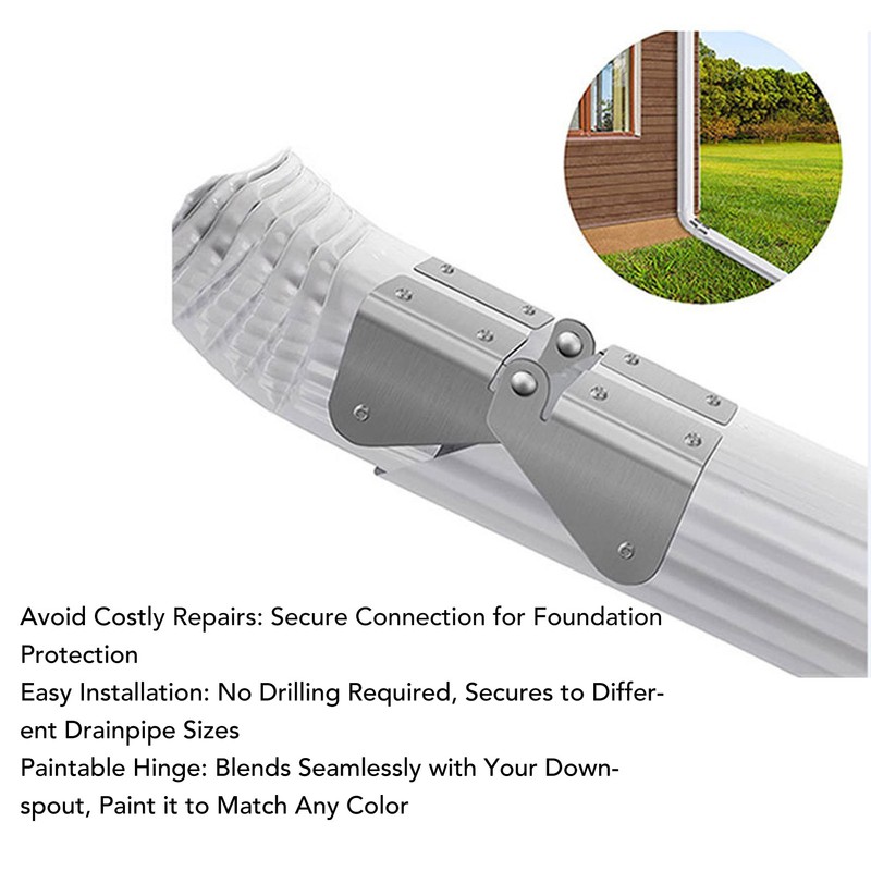 4PCS Gutter Downspout Extension Hinge Stainless Steel Flip Up Hinge