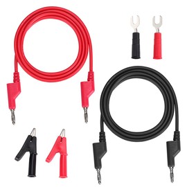 Sumnacon plátano Plug Alligator Clip de Pruebas de tenedor de cobre puro, 3.3 pies multímetro flexible cable de prueba con abrazaderas protectoras de cobre Jack para pruebas eléctricas