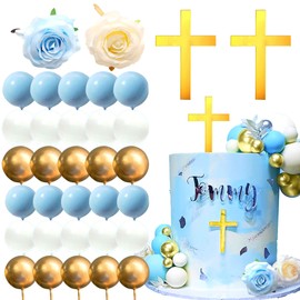 JeVenis - Decoración de pastel de bautismo azul para decoración de tartas, decoración de tartas, decoración de bautismo, regalos de fiesta, bautizo, suministros de fiesta, bautizo, decoración de fiesta para niño
