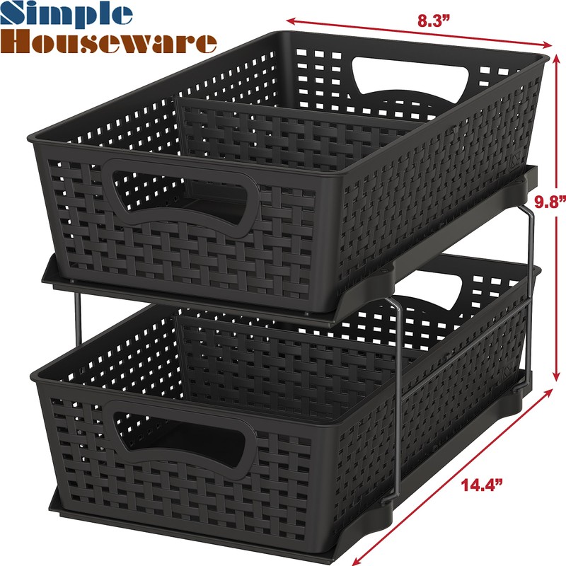 Simple Houseware 2 Tier Bathroom Organizer Tray Pull-Out Sliding Drawer/Under-Sink