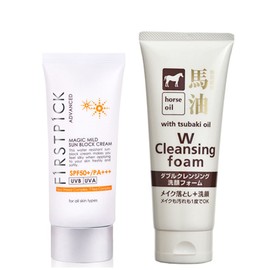 COSMAX FIRST PICK How to remove non-sticky sun block cream horse oil cleansing foam / 끈적임없는 선 썬 블록 크림 마유 클렌징 폼 지우는법