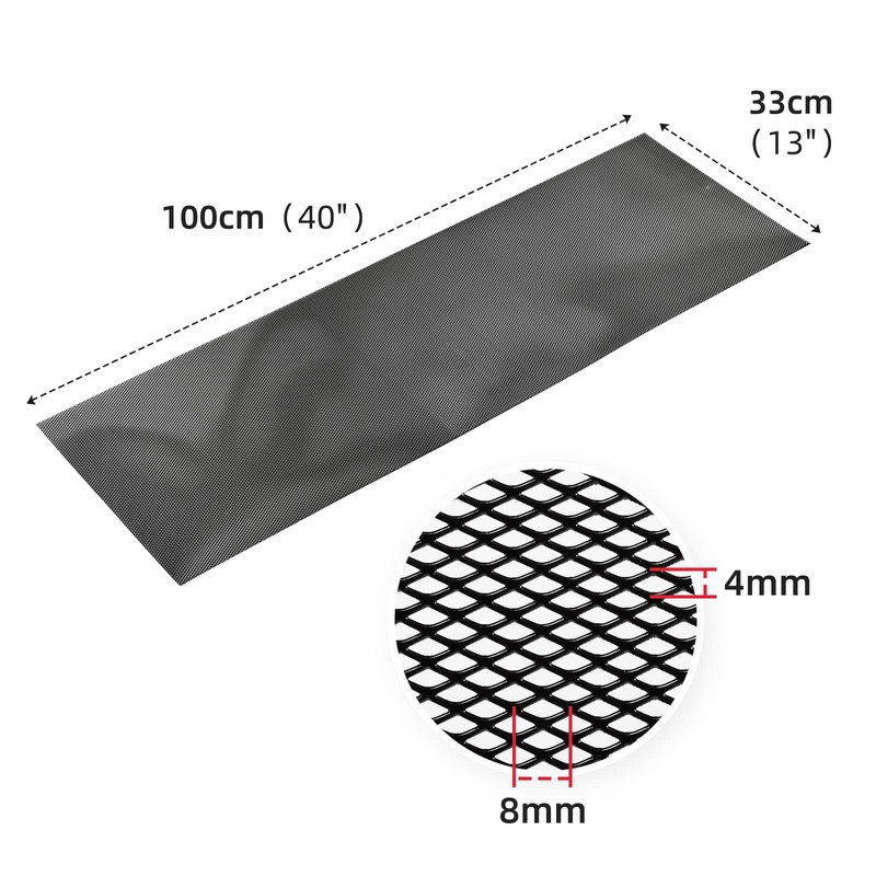 AggAuto Universal 40"x13" Car Grill Mesh - 100x33cm Aluminum Alloy