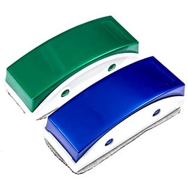 2 Pack Magnetic Whiteboard Eraser for Use with Glass Dry Erase Boards - Extra Strong Magnets and Replaceable Microfiber Cleaning Cloths