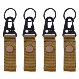 TRIWONDER Tactical Molle Key Ring Gear Key Keeper Nylon Keychain Belt Pouch Key Chain Webbing Holder Military Utility Hanger Keychain Hook (Khaki - 4)