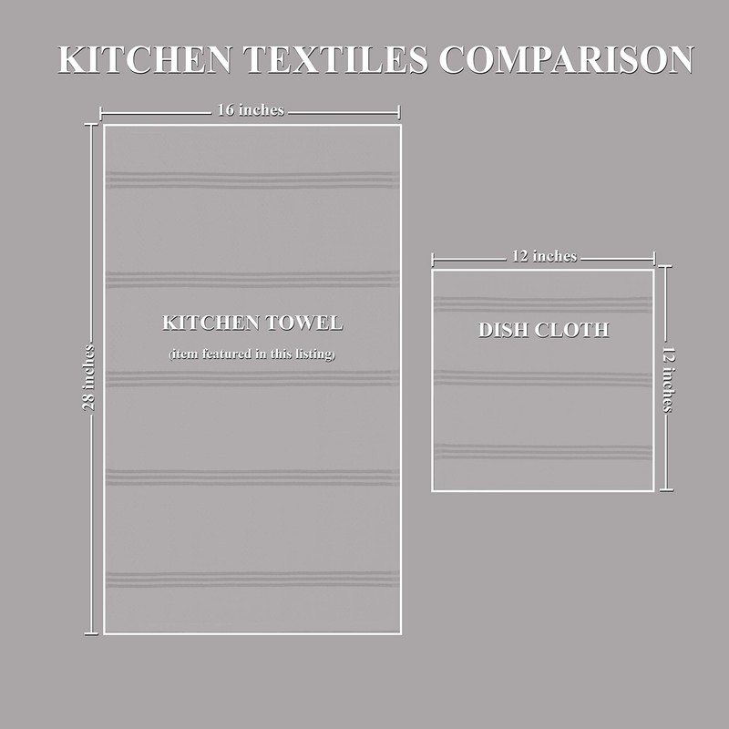 100% Cotton Terry Tea Towel - Tan Plain & Stripe