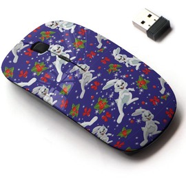 2.4G Wireless Mouse with Cute Pattern Design for All Laptops and Desktops with Nano Receiver - Bunnies Snowflakes