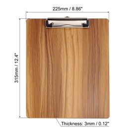 sourcing map Clipboards Hardboard with Low Profile Clip 8.9x12.4 Inch A4 Letter Size Wooden Clipboard for Office Classroom Supplies, Cherry Wood Texture