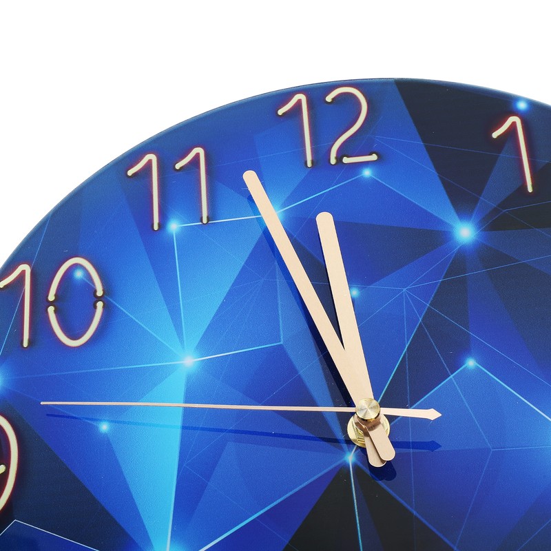 30cm Glass Blue Wall Clock for Living Room Decor Silent