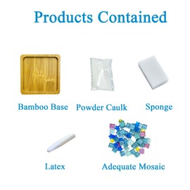 Rnigra Mosaic Coasters Kits for Adults, DIY Mosaic Kit, with Bamboo Coaster, Square Non Slip Coaster Crafts for Tabletop Protection and Gifts, Blue