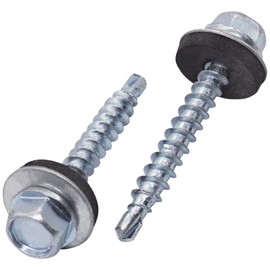 Self Tapping Screws Zinc Plated Steel 4.8 x 35mm 30 Pcs with EPDM Washers Hex Washer Head Tapping Screw Roofing