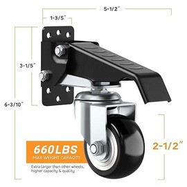 SOLEJAZZ Retractable Casters kit 720 LBS Workbench CastersAll Steel Construction Urethane Wheel Heavy Duty Work Bench Caster Wheels , Table Wheels for Workbench Furniture, 4 Casters - Models: 720lb