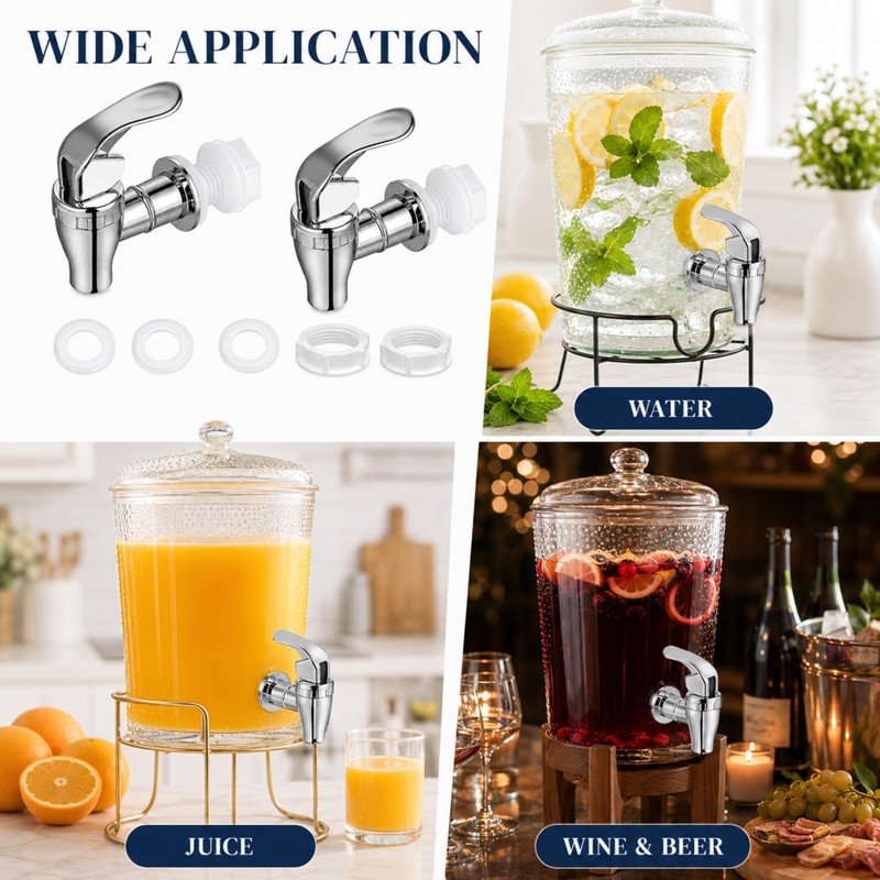 2-Pack Push Beverage Dispenser Water Spigot, Abs Plating Material