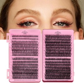WAJJYM DIY Lash Clusters Kit, Lash Extension Kit, 640pcs, 30D&40D&50D&60D, 9-16mm, D Curl, Natural Volume Lash Extensions, Wispy Eyelash Clusters, Faux Mink Fiber Eyelashes, 1#