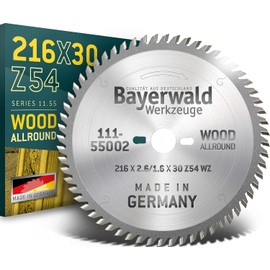 Bayerwald Tools HM Circular Saw Blade - 216 x 2.6 / 1.6 x 30 | Alternating Tooth (54 Teeth) | For Bosch GTS 635-216