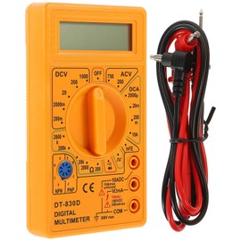TEHAUX TD 830D Voltage Tester - Digital Multimeter with Buzzer - Small Portable LCD Display for AC/DC Voltage, Current, Resistance Testing - Electrician Tool Yellow