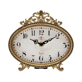 NIKKY HOME Vintage Table Clock, French Turquoise Color Rococo Style Desk Clock Battery Operated Rustic Design, Home Décor for Living Room, Bedroom, Bedside, Desk, Gift Clock - Distressed Green