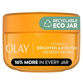 Olay Vitamin C Face Moisturizer, Bright & Even Lightweight Cream for Women - Brightens, Hyrdates, Evens Tone & Texture, Glowing Skin Care - Recyclable Sustainable Eco Jar, Non-Greasy, 2 Oz