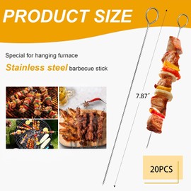 20 PCS BBQ Metal Skewers, Metal Skewers for BBQ, Kebabs, Grilling & Oven. 7.87" (20cm) Stainless Steel Air Fryer Skewer, Chicken Skewer, Metals KebabSkewer, Outdoor Barbecues, Durable & Reusable