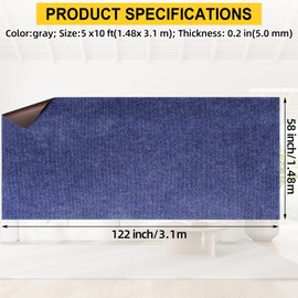 Grefinity Marine Carpet,5 FT x 10 FT Deep Blue Indoor Outdoor Carpet 0.2" Thick Boat Carpet with Water-Proof TPE Backing, Non-Slide Outdoor Marine Carpet Roll for Home, Patio, Porch, Deck