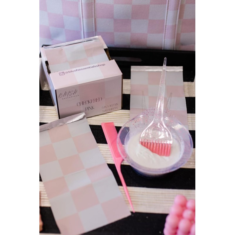 Checkered Pink Aluminum Hair Foils for Highlighting - 5"x10.75" Aluminum