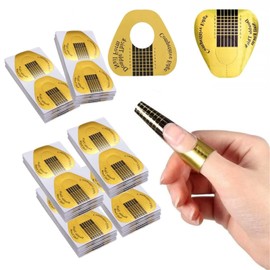 100 Pcs Nail Form Guide Sticker, Gold Horseshoe Nail Extension Forms, for Poly Gel/Extension/Acrylic Nail Molds Builder, Nail Art Equipment for Salon, for DIY Tool UV Gel Forms Guide Stickers