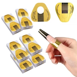 100 Pcs Nail Form Guide Sticker, Gold Horseshoe Nail Extension Forms, for Poly Gel/Extension/Acrylic Nail Molds Builder, Nail Art Equipment for Salon, for DIY Tool UV Gel Forms Guide Stickers