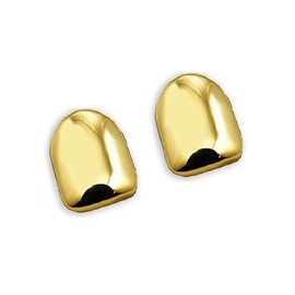 Onwon 2 Pieces 14K Plated Gold Grillz Hip Hop Top Tooth Single Grill Cap for Teeth Mouth