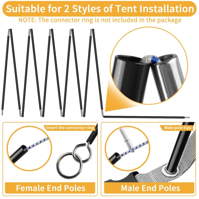 MI CASA Tent Tarp Poles 4.3m Universal 13 Sections Tent