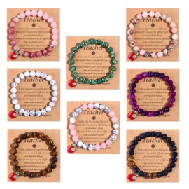 JEWPARK 8Pcs Teacher Appreciation Gifts for Women men, Natural Stone Teacher Bracelets…