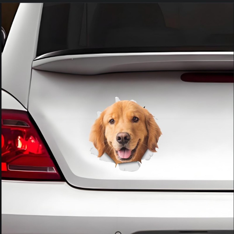 Golden Retriever Sticker, 3D Breakthrough Effect, Reflective, Waterproof, Funny Decoration