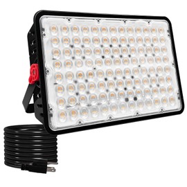 CREATESTAR 400W LED Flood Lights Outdoor, 3000K Warm White Plug in Flood Light, Super Bright Security Lights Work Light, IP66 Waterproof Floodlight for Basketball Court, Yard, Garden, Playground