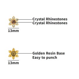 TKDUJH 100pcs Flatback Crystal Rhinestones 3D, 13mm Golden Resin Base Glass Gems for Crafting, Flower-Shaped Shiny Stones for Crafts, DIY Craft Jewelry Costume Accessories (Coffee)