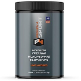 Creatine Monohydrate Micronized Powder - Proven4 NSF Certified for Sport® Supports Muscle Strength, Performance & Recovery from Exercise, Unflavored 16 Oz - 90 Servings