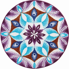 Grund bath rug, ultra soft and absorbent, anti slip, GRATITUDE, 60 cm round, purple