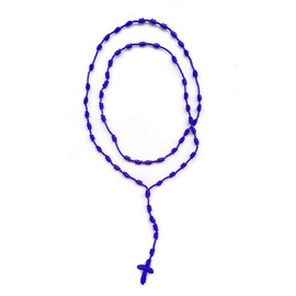 Stocking Stuffers Gifts for Women Pink Rosary Necklace for Women Long Blue Cross Necklace Trendy Layered Cross Necklace for Teen Girls Boys Fashion Jewelry Christmas Gift