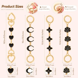 4Pcs Bag Extender Chains (Black Multishapes) Purse Extender Chain Bag Strap Extender for Handbags Crossbag Shoulder Bags, Metal Gold Chain Replacement Black Purse Bag Chains Accessories