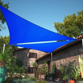 ShadeMart 24' x 24' x 24' Blue Sun Shade Sail UPF50 Triangle Canopy Fabric Cloth Screen, Water Air Permeable & UV Resistant, Heavy Duty, Carport Patio Outdoor - (We Customize Size)