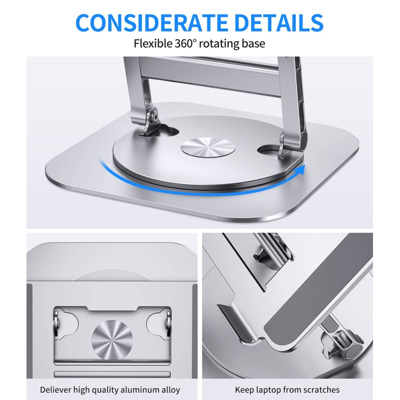 AOEVI Adjustable Laptop Stand with 360 Rotating Base, Stable Computer