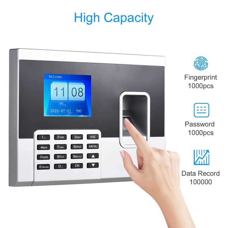 Attendance Machine 2.8in TFT Screen Quick Identification Large Capacity Time