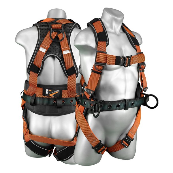 Malta Dynamics Warthog Comfort MAXX Construction Harness with Removable Belt, Side D-Rings and Additional Thick Padding, OSHA/ANSI Compliant, Large-XLarge