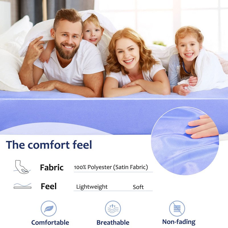 sourcing map Satin Fitted Sheet, Solid Silky 12" Deep Pocket