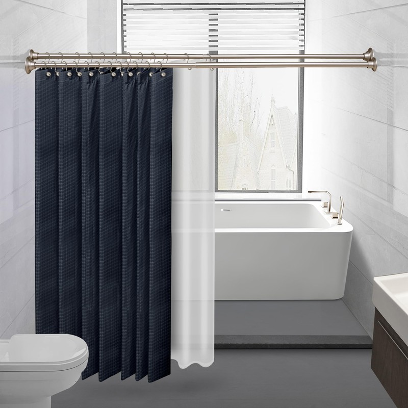 72 in. Adjustable 72-Inch Double Shower Curtain Rods, Brushed Nickel
