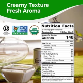 Four Elephants Unsweetened Organic Coconut Milk -13.5 Fl Oz (Canned Pack of 12) - Non-GMO, Gluten Free, USDA Organic, Kosher Certified, Easy Lid Opener