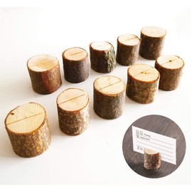 Hiro World Trade Memo Card Stump Shaped Business Card Stand Clip Guest Card Natural Wood Log Mini Wooden Wedding Table Sign Accessory Table Stand Memo Holder Photo Frame (10 Log Shapes)