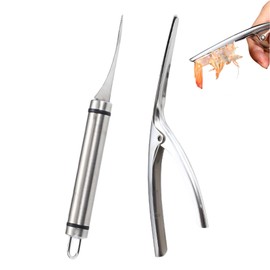 Cuchillo Pelador De Camarones y Cuchillo Línea Camarones, Pelador de Gambas y Mariscos, Limpiador De Hilos De Camarones De Acero Inoxidable, para Restaurante, Hogar, etc